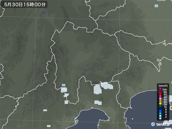 山梨県の雨雲レーダー(2023年05月30日)