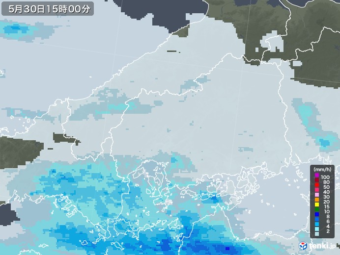 広島県の雨雲レーダー(2023年05月30日)