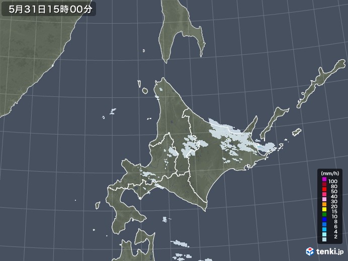 北海道地方の雨雲レーダー(2023年05月31日)