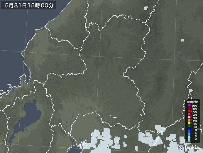 岐阜県の雨雲レーダー(2023年05月31日)