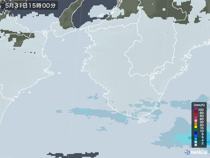 和歌山県の雨雲レーダー(2023年05月31日)