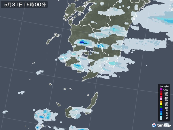 鹿児島県の雨雲レーダー(2023年05月31日)
