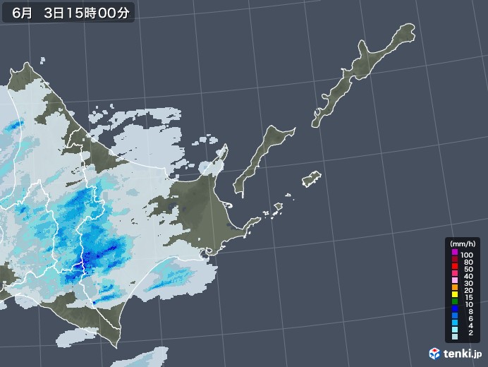 道東の雨雲レーダー(2023年06月03日)