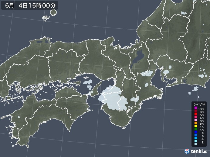 近畿地方の雨雲レーダー(2023年06月04日)
