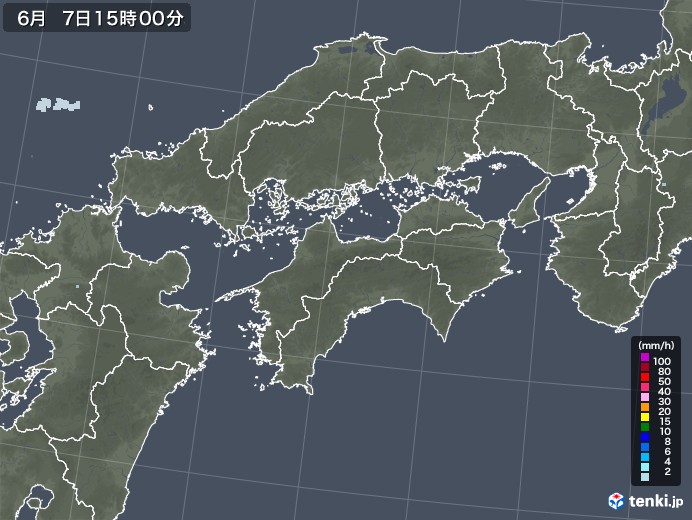 四国地方の雨雲レーダー(2023年06月07日)
