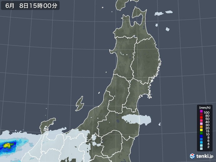 東北地方の雨雲レーダー(2023年06月08日)