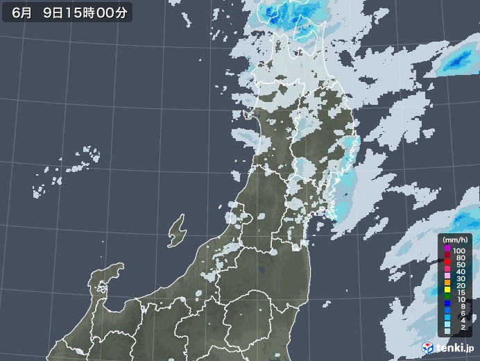 東北地方の雨雲レーダー(2023年06月09日)