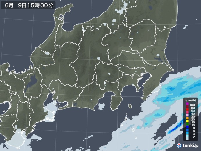 関東・甲信地方の雨雲レーダー(2023年06月09日)