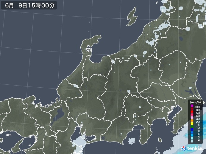 北陸地方の雨雲レーダー(2023年06月09日)