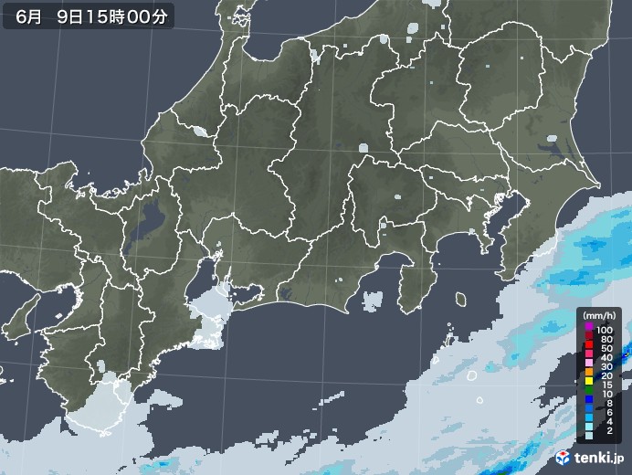 東海地方の雨雲レーダー(2023年06月09日)