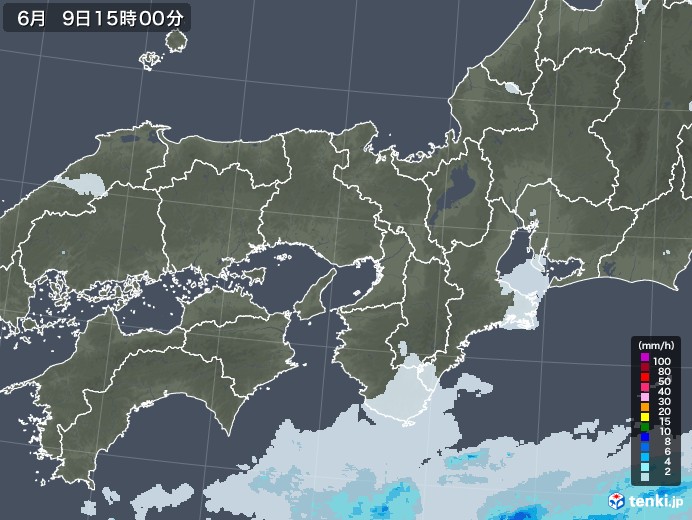 近畿地方の雨雲レーダー(2023年06月09日)