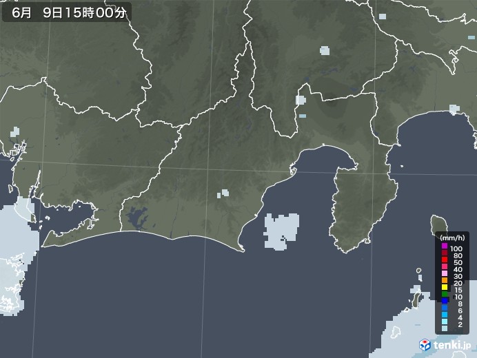 静岡県の雨雲レーダー(2023年06月09日)