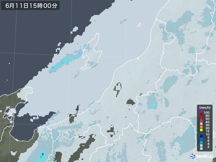 新潟県の雨雲レーダー(2023年06月11日)