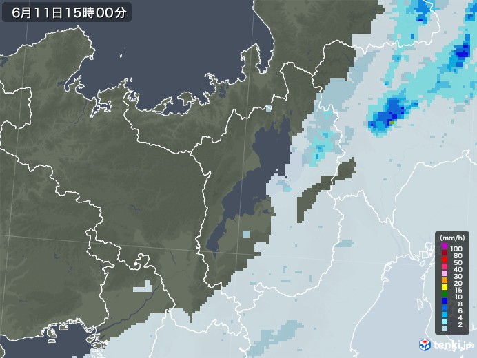 滋賀県の雨雲レーダー(2023年06月11日)
