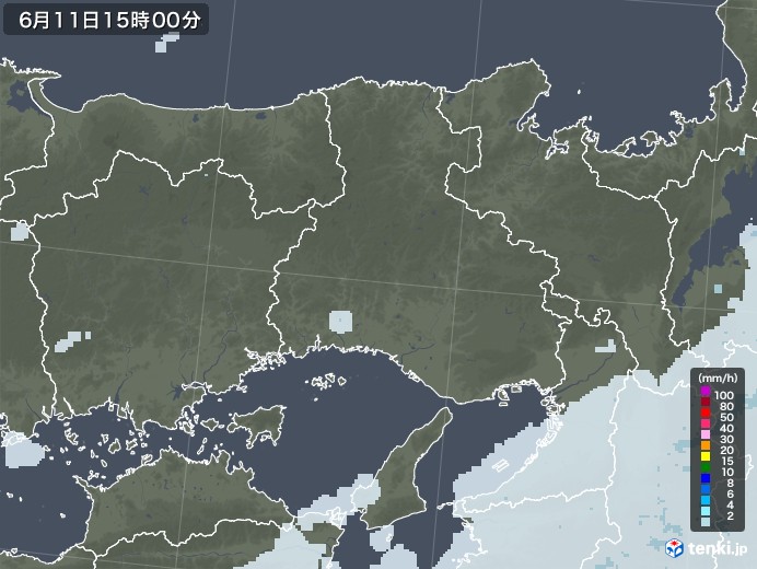 兵庫県の雨雲レーダー(2023年06月11日)