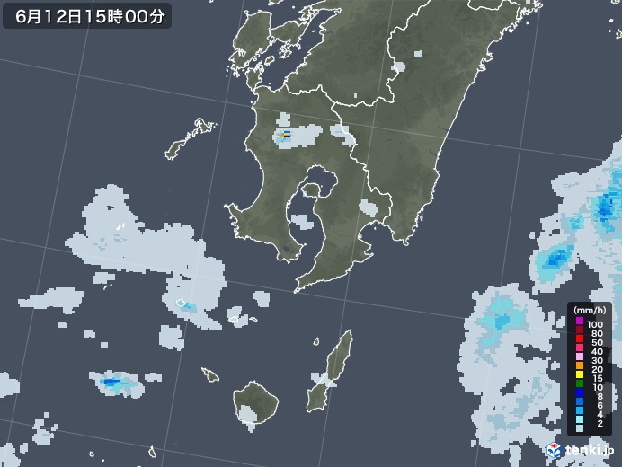 鹿児島県の雨雲レーダー(2023年06月12日)