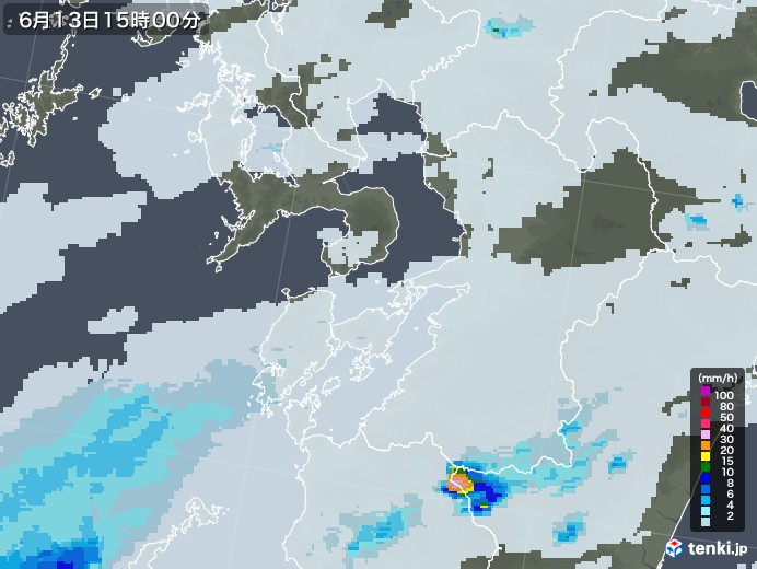 熊本県の雨雲レーダー(2023年06月13日)