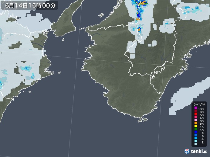 和歌山県の雨雲レーダー(2023年06月14日)