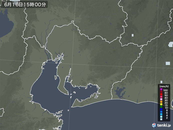 愛知県の雨雲レーダー(2023年06月16日)