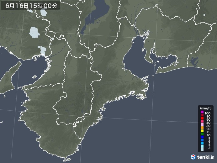 三重県の雨雲レーダー(2023年06月16日)