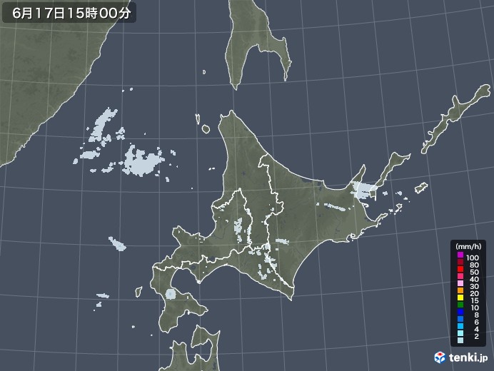 北海道地方の雨雲レーダー(2023年06月17日)