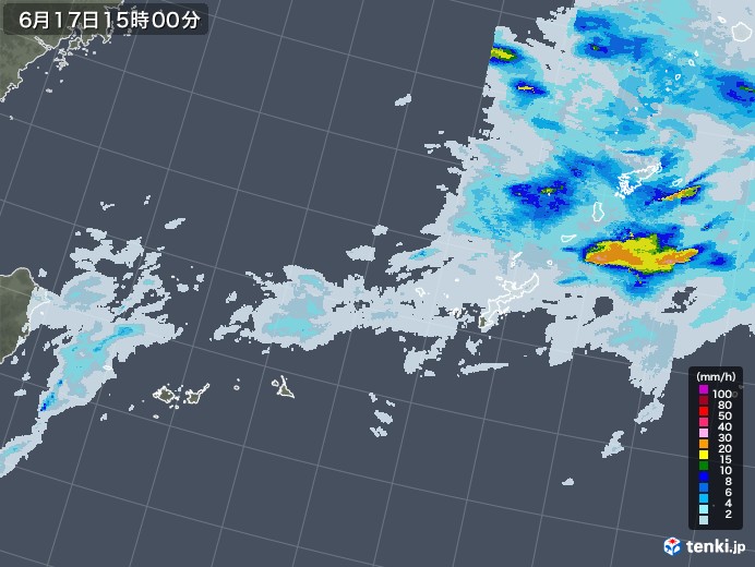 沖縄地方の雨雲レーダー(2023年06月17日)