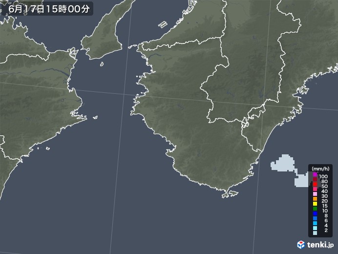 和歌山県の雨雲レーダー(2023年06月17日)