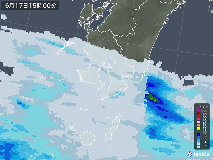 鹿児島県の雨雲レーダー(2023年06月17日)