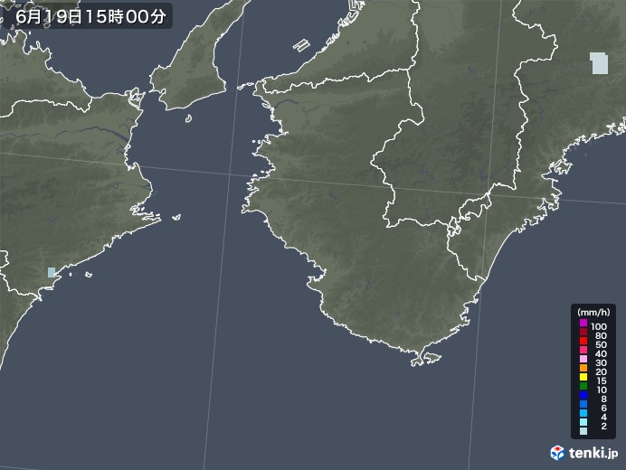和歌山県の雨雲レーダー(2023年06月19日)