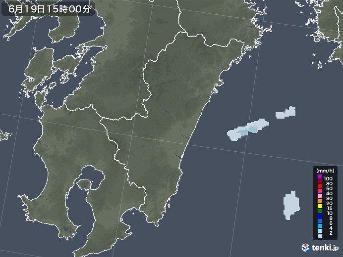 宮崎県の雨雲レーダー(2023年06月19日)