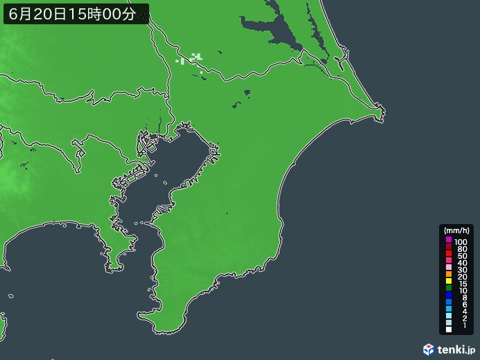 千葉県の雨雲レーダー(2023年06月20日)