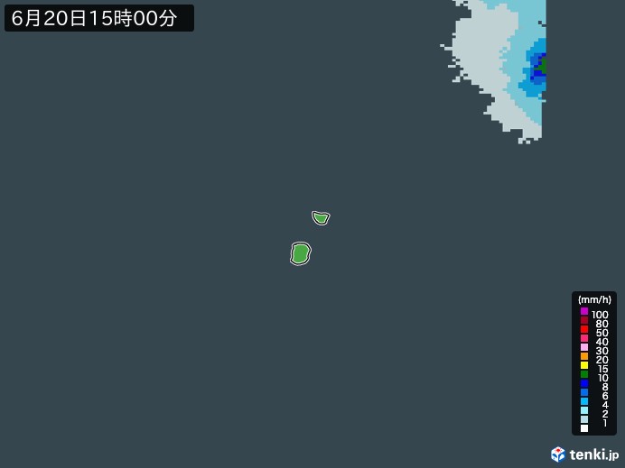 南大東島(沖縄県)の雨雲レーダー(2023年06月20日)