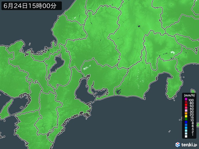 東海地方の雨雲レーダー(2023年06月24日)