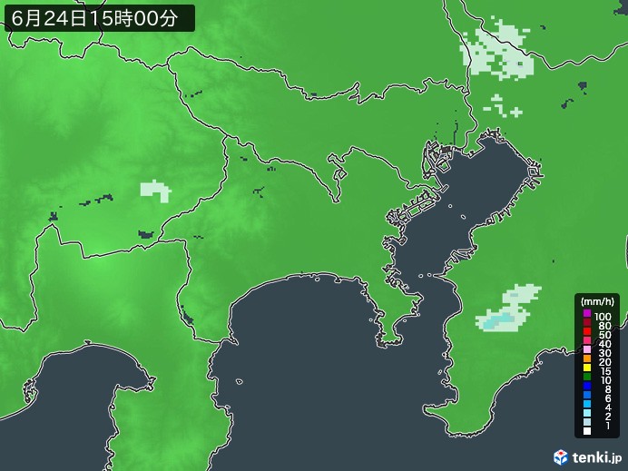 神奈川県の雨雲レーダー(2023年06月24日)