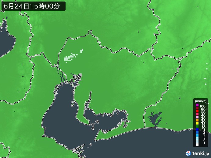 愛知県の雨雲レーダー(2023年06月24日)