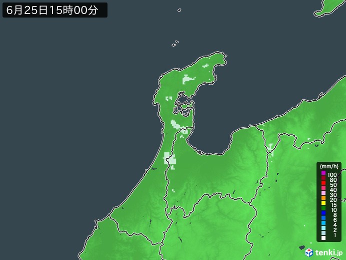 石川県の雨雲レーダー(2023年06月25日)