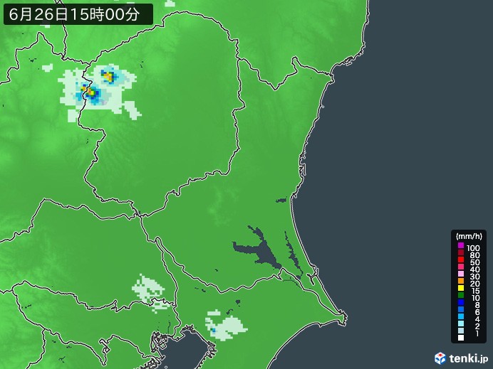 茨城県の雨雲レーダー(2023年06月26日)