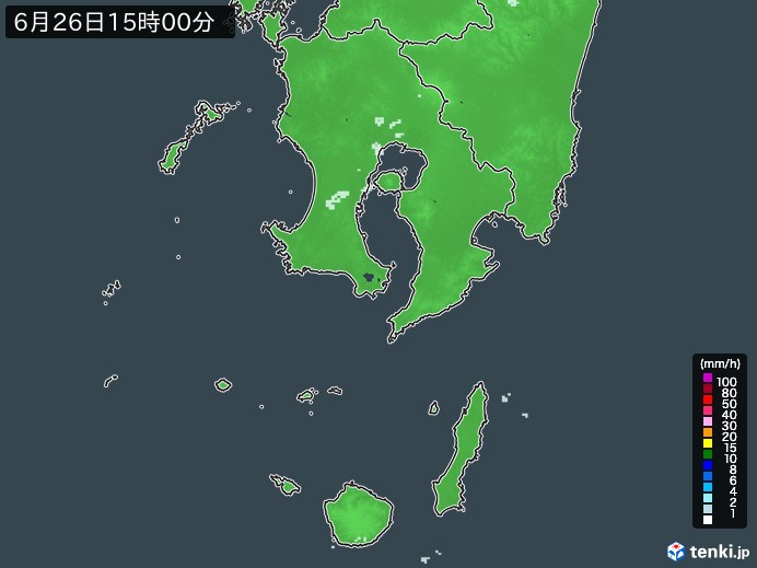 鹿児島県の雨雲レーダー(2023年06月26日)