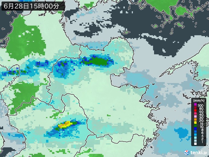 大分県の雨雲レーダー(2023年06月28日)