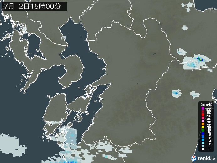 熊本県の雨雲レーダー(2023年07月02日)