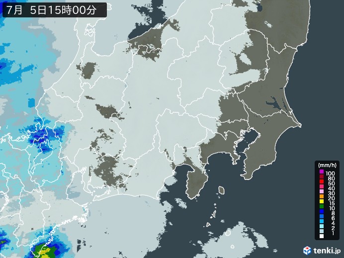 関東・甲信地方の雨雲レーダー(2023年07月05日)