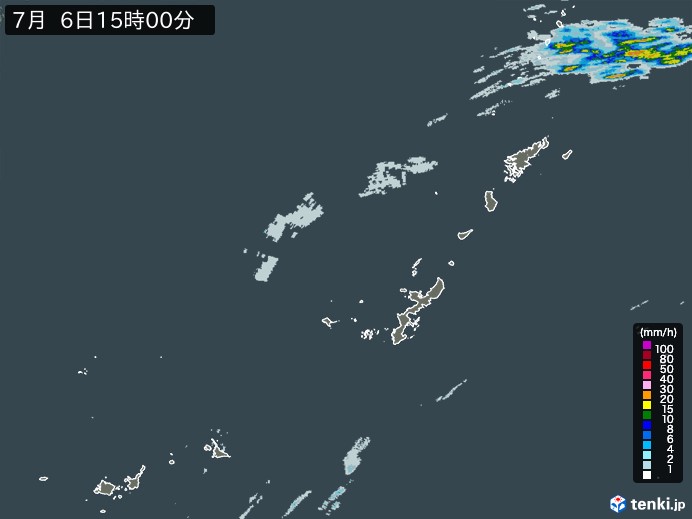 沖縄地方の雨雲レーダー(2023年07月06日)