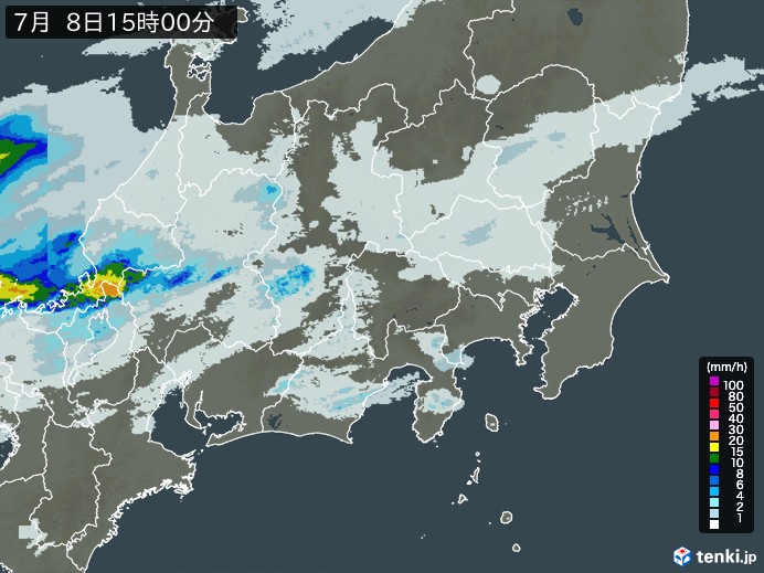 関東・甲信地方の雨雲レーダー(2023年07月08日)