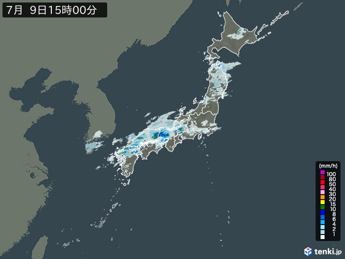 雨雲レーダー(2023年07月09日)