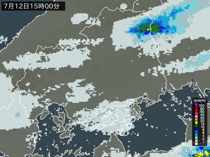 広島県の雨雲レーダー(2023年07月12日)