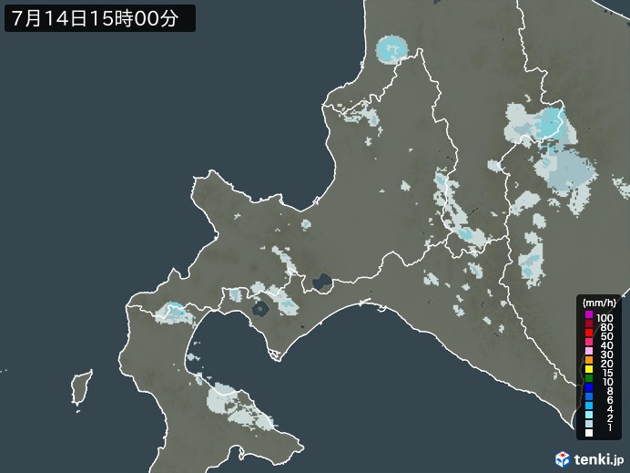 道央の雨雲レーダー(2023年07月14日)