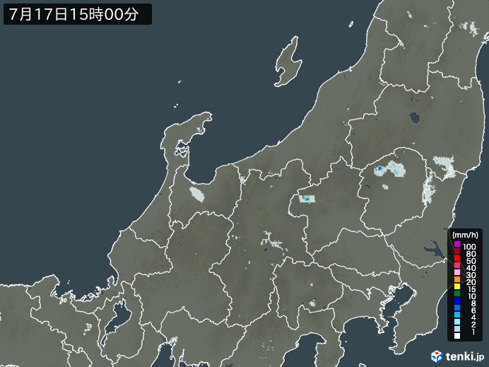北陸地方の雨雲レーダー(2023年07月17日)