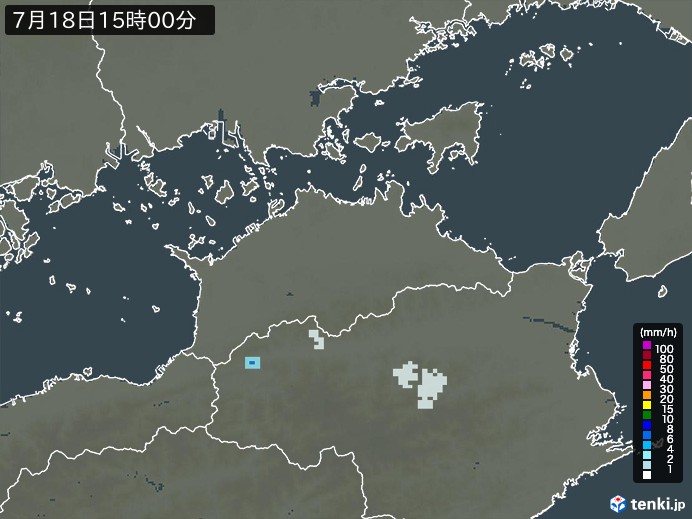 香川県の雨雲レーダー(2023年07月18日)