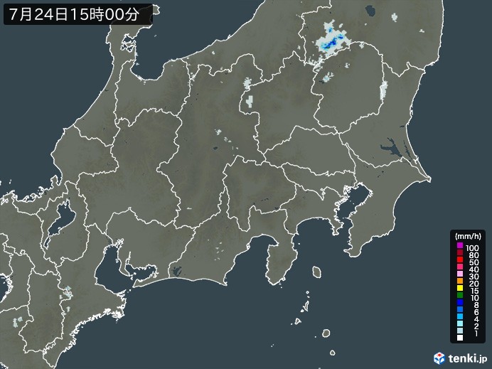 関東・甲信地方の雨雲レーダー(2023年07月24日)