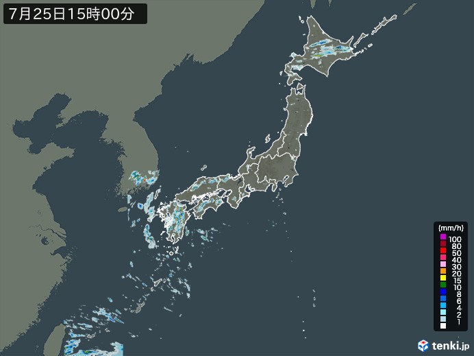 雨雲レーダー(2023年07月25日)